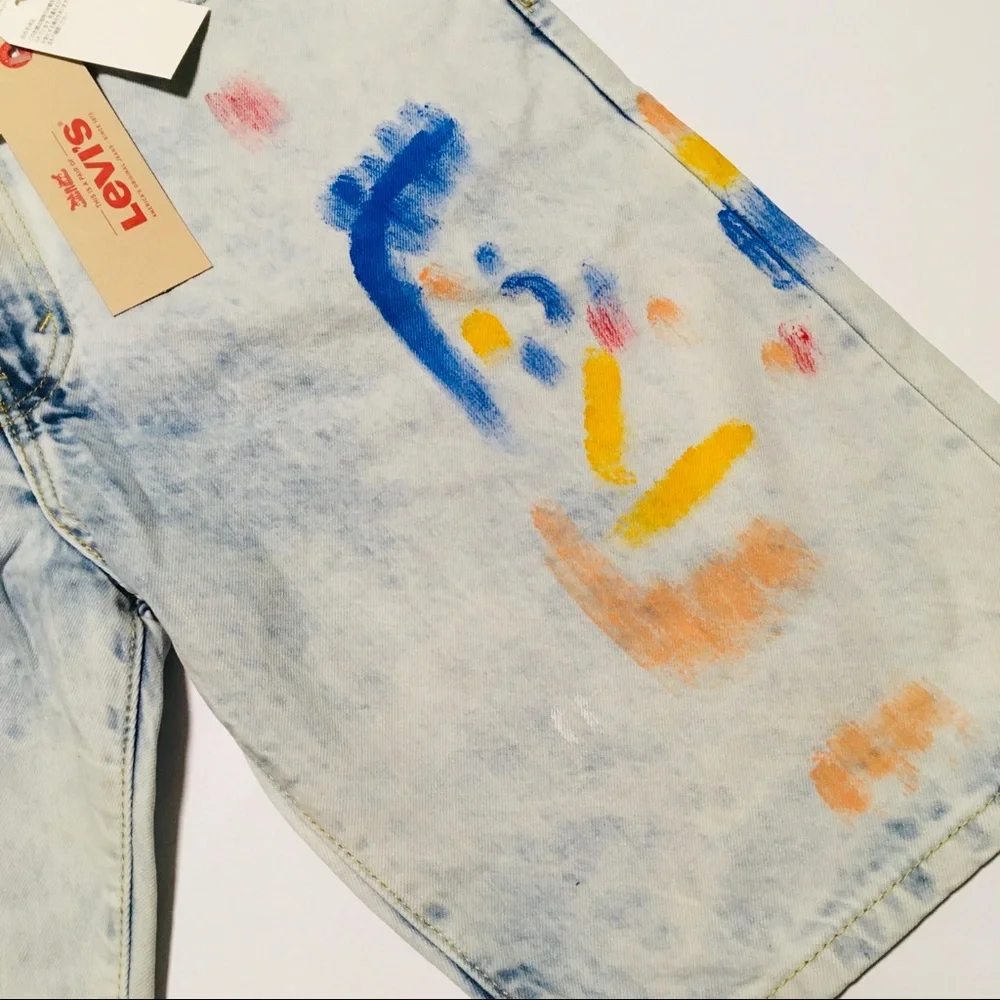 NWT Levi’s 569 Loose Straight Unique Paint Denim Jean Shorts Men's Size 31 NEW - Picture 7 of 12